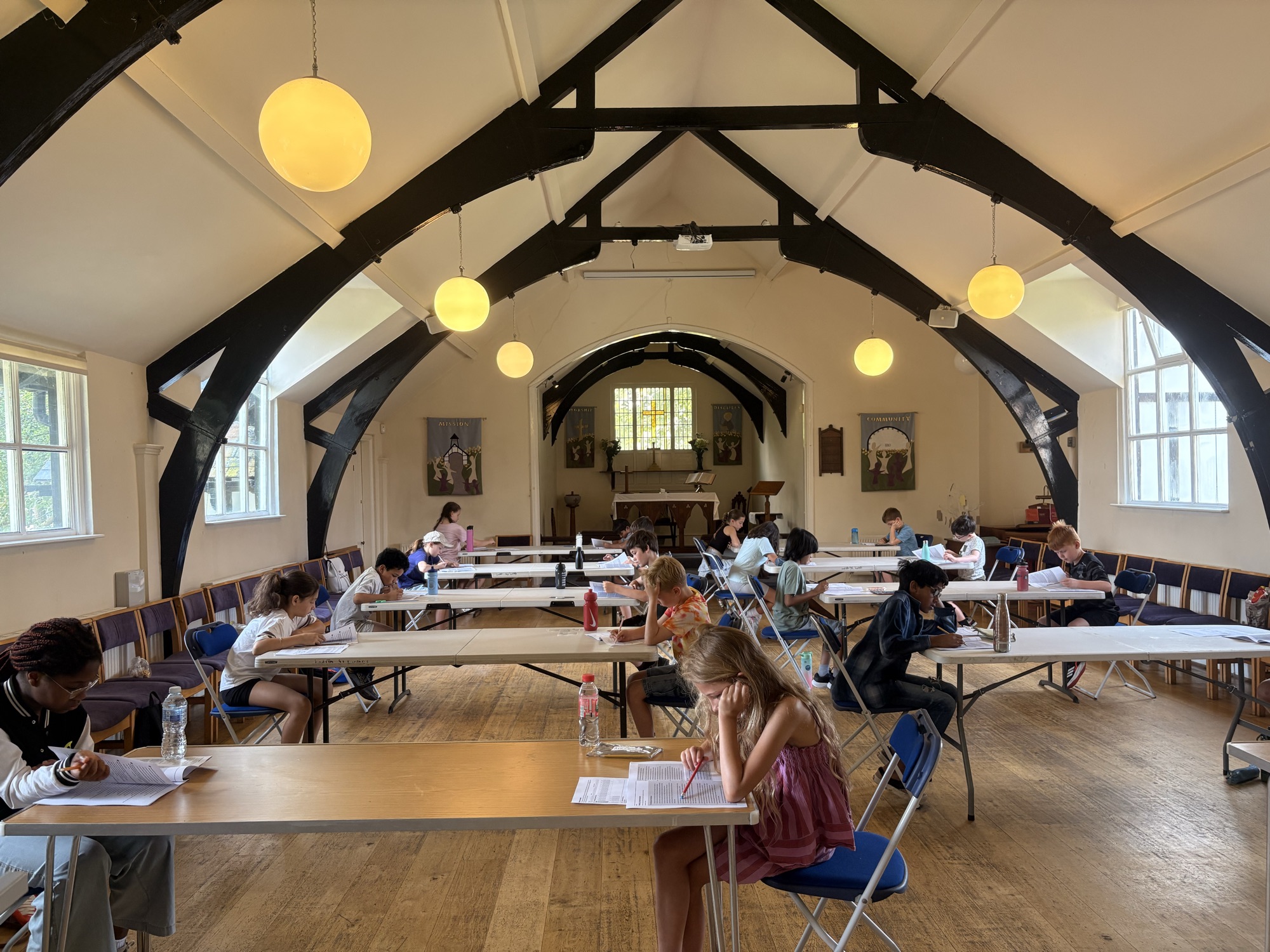 A moment from the Trafford 11+ mock at St Luke’s Church Hall, Bowdon Vale